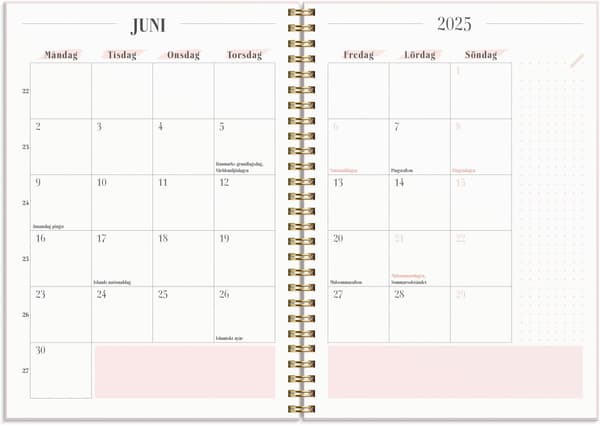Kalender 25/26 Life Planner Pink Horisontell Burde