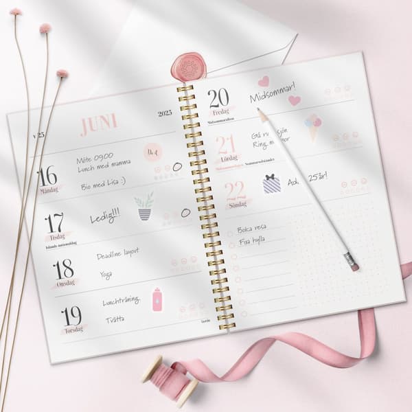 Kalender 25/26 Life Planner Pink Horisontell Burde