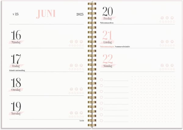 Kalender 25/26 Life Planner Pink Horisontell Burde