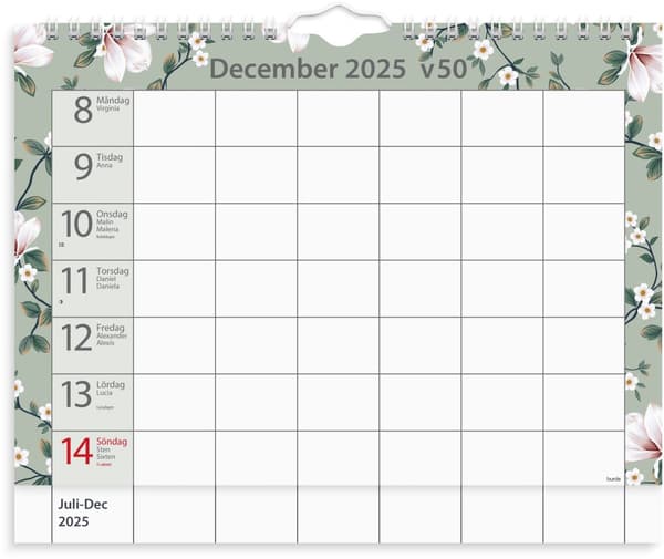 Väggkalender 25/26 A4 Hemkalendern Burde