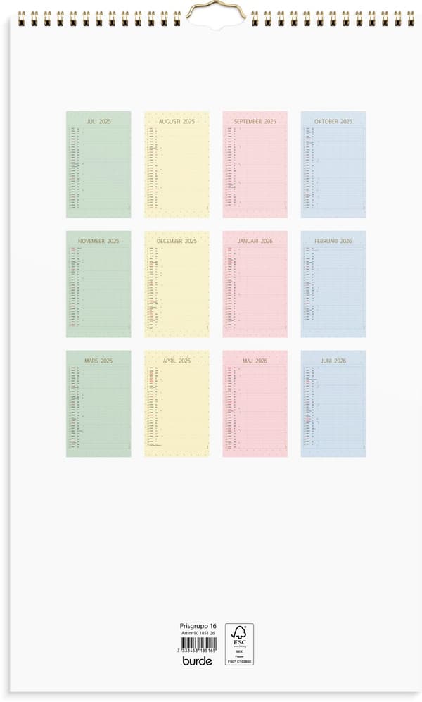 Familjekalender 25/26 Color Burde