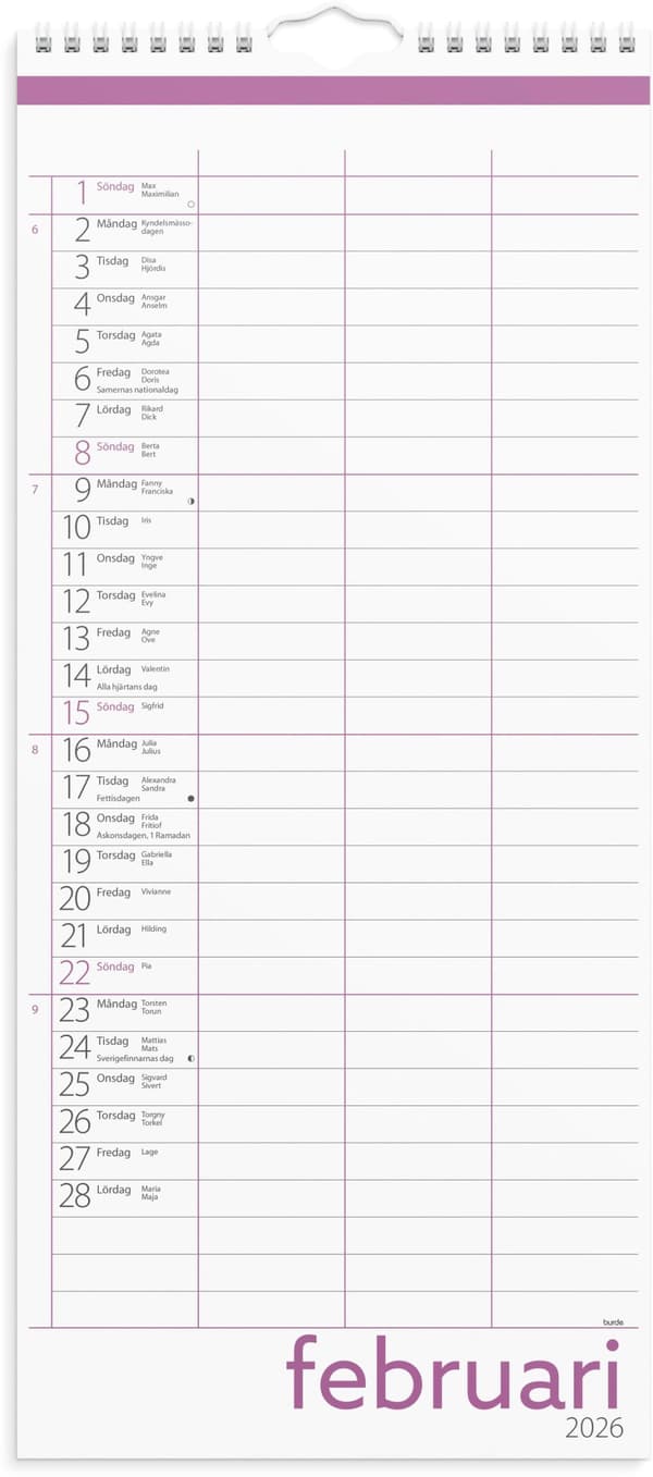Familjekalender 25/26 Lilla Burde
