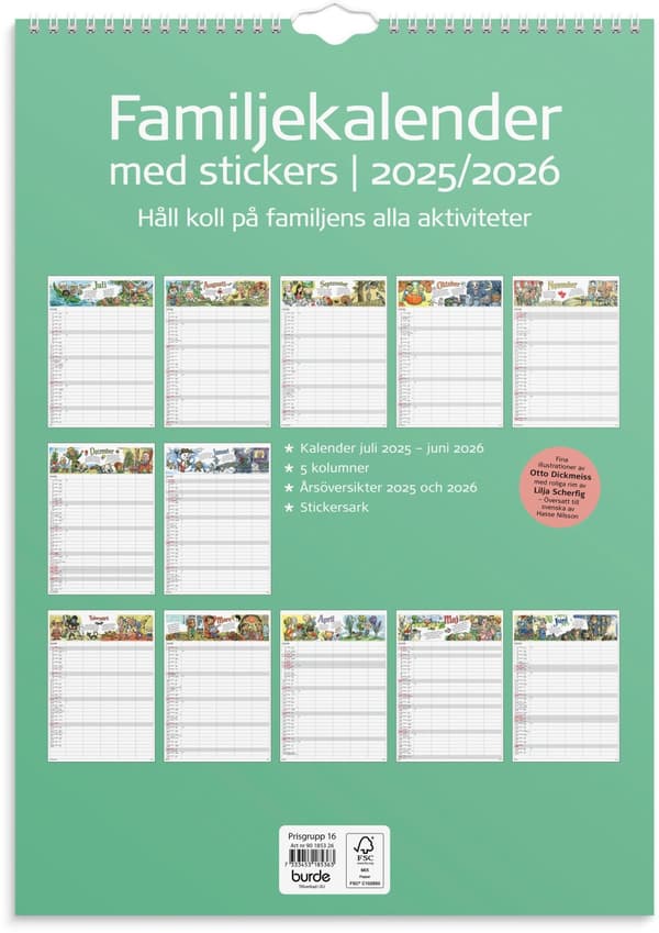 Familjekalender 25/26 Stickers Burde