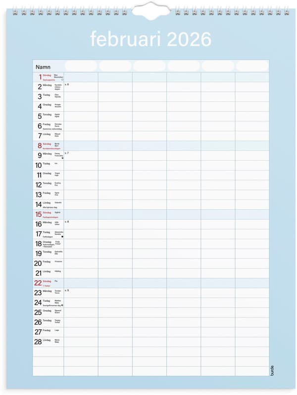 Familjekalender 25/26 Praktisk Burde
