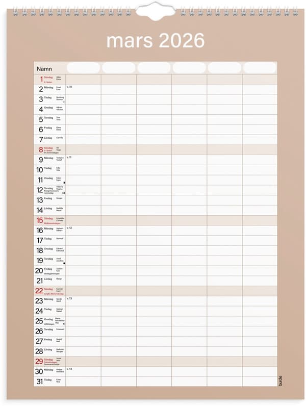 Familjekalender 25/26 Praktisk Burde