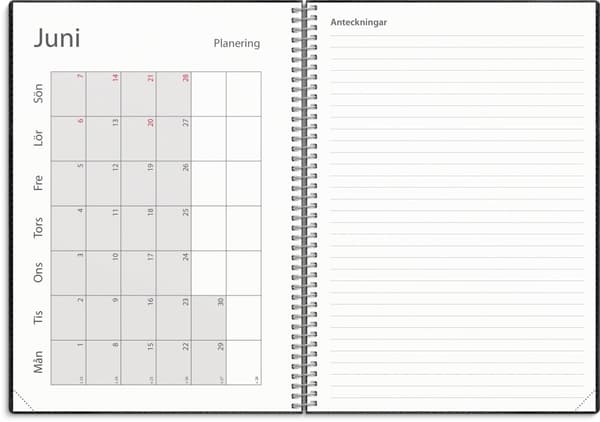 Kalender 25/26 A5 Study Twist svart Burde