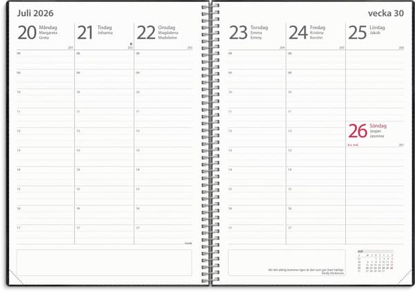 Kalender 25/26 A5 Study Twist svart Burde