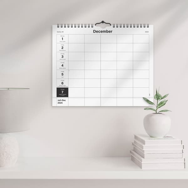 Väggkalender 25/26 A4 Hemkalendern Clean Burde