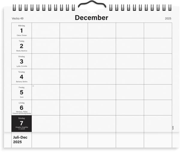 Väggkalender 25/26 A4 Hemkalendern Clean Burde