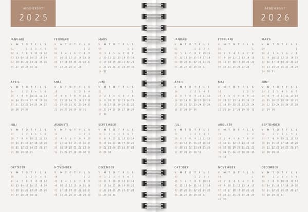 Kalender 25/26 A6 Gray Marble 18 mnd Almanacksförlaget