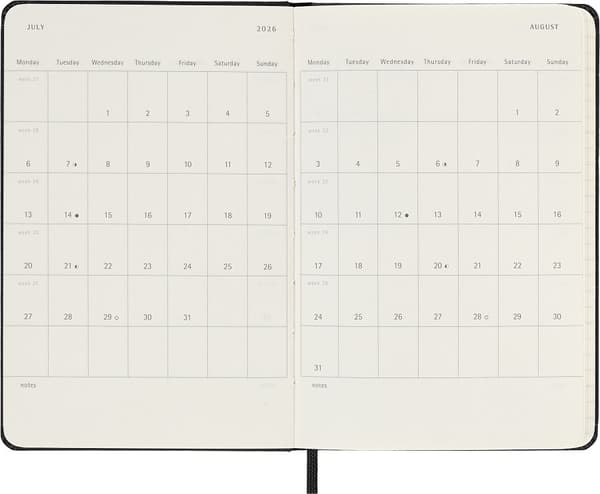 Kalender 18M 25/26 Classic Hard WeekNote Large Svart Moleskine