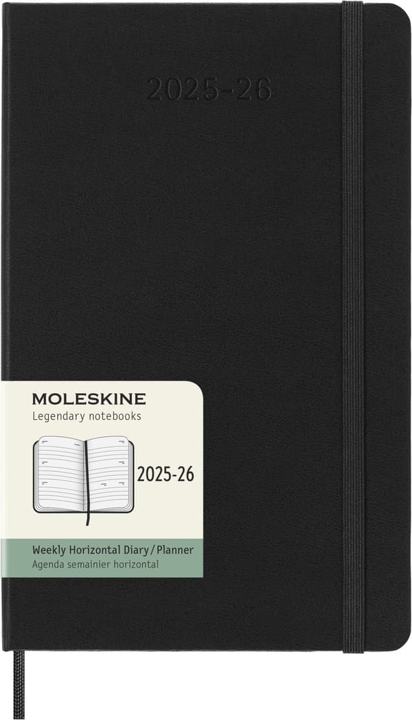 Kalender 18M 25/26 Classic Hard Weekly Horizontal Large Svart Moleskine