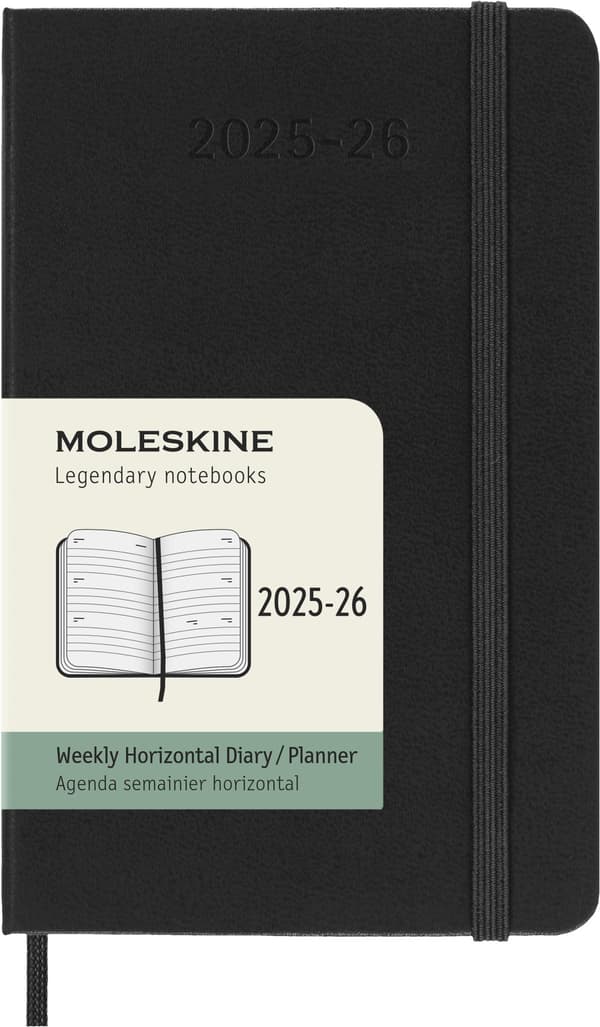 Kalender 18M 25/26 Classic Hard Weekly Horizontal Pocket Svart Moleskine