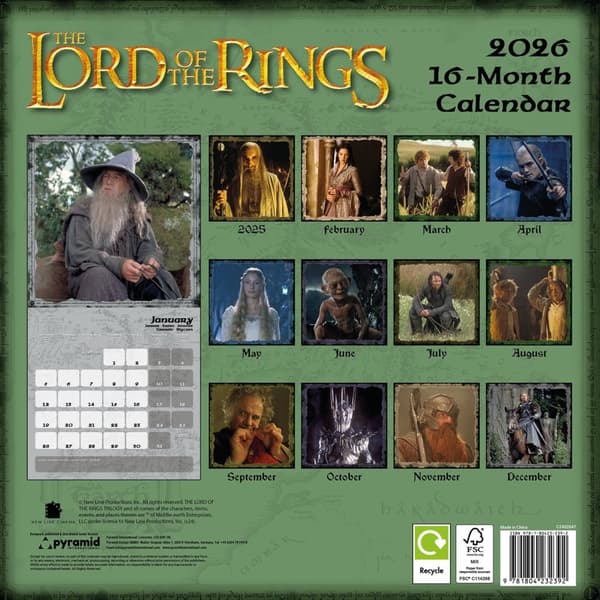 The Lord Of The Rings 2026 Square Calendar | CDON