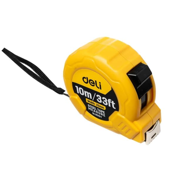 Stålmålebånd 10m/25mm Deli Tools EDL9010Y (gul)