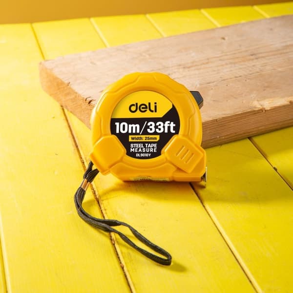 Stålmålebånd 10m/25mm Deli Tools EDL9010Y (gul)