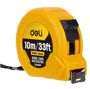 Stålmålebånd 10m/25mm Deli Tools EDL9010Y (gul)