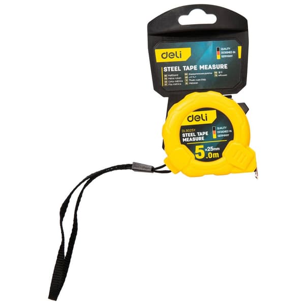 Stålmålebånd 5m/25mm Deli Tools EDL9025Y (gul)
