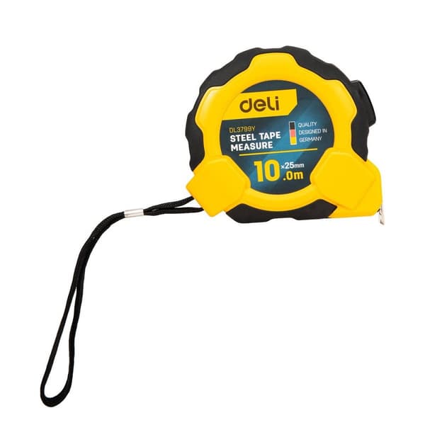 Stålmåttband 10m/25mm Deli Tools EDL3799Y (gul)