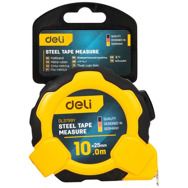 Stålmåttband 10m/25mm Deli Tools EDL3799Y (gul)