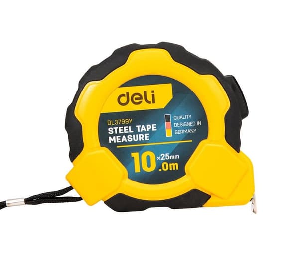 Stålmåttband 10m/25mm Deli Tools EDL3799Y (gul)