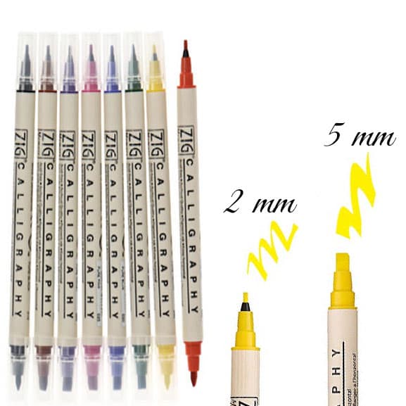 Kalligrafipennor 8 st Färger 2-5 mm - Zig