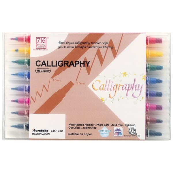 Kalligrafipennor 8 st Färger 2-5 mm - Zig