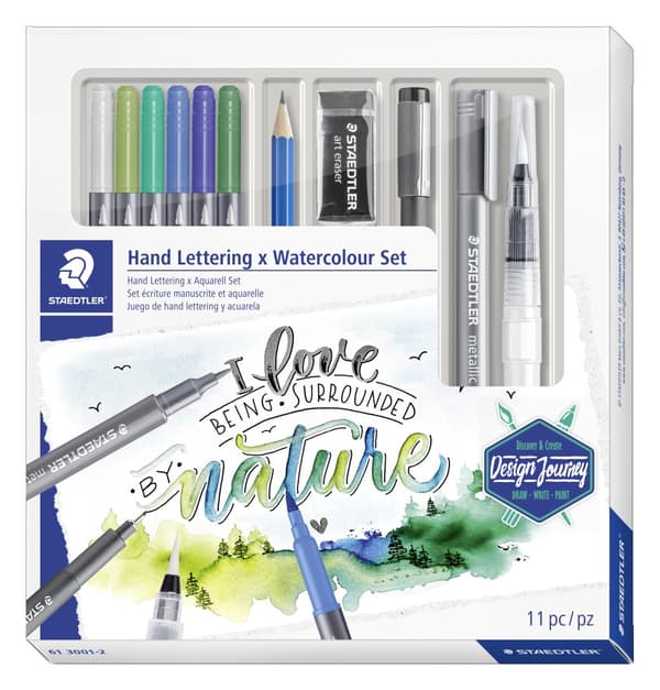 Hand lettering x Watercolour Set 9-pack Design Journey Staedtler