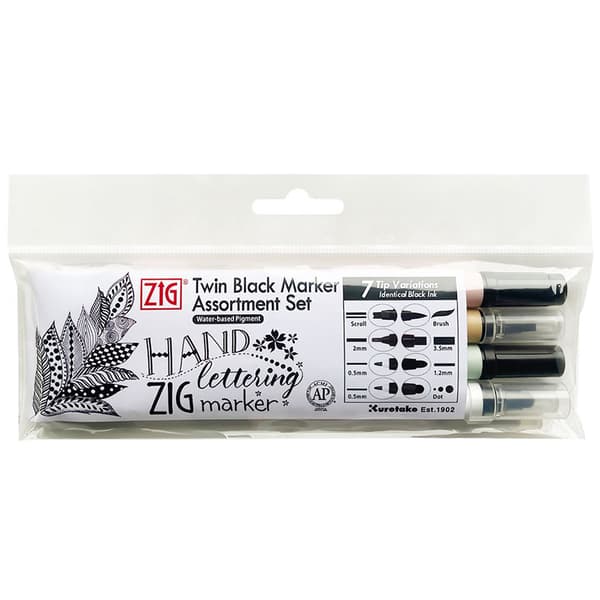 Kalligrafi Pennor ZIG Twin Tip - 4 st