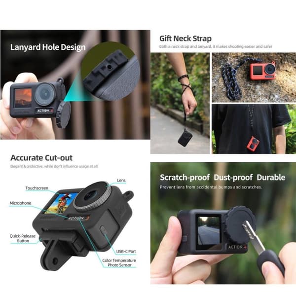 Linsedeksel til DJI Osmo Action 3 / 4 2-pak - Sort
