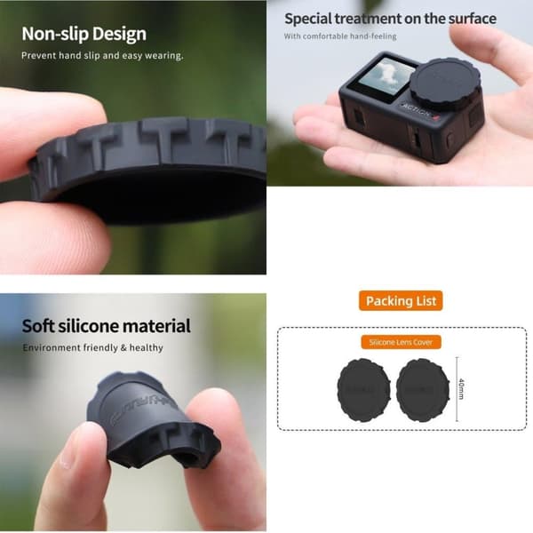 Linsecover til DJI Osmo Action 3/4 2-pack - Sort