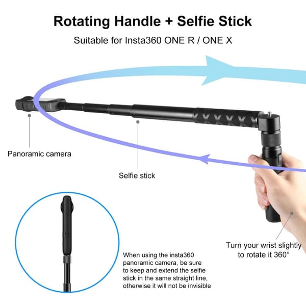 Selfiestang med stativ 110cm til Insta360 X3