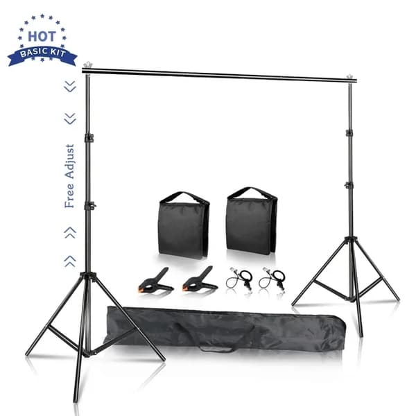 Foto- og videostudie baggrundstativ, justerbart teleskopisk, bæretaske, 26x3M, Fleksibel Uden Sandpose