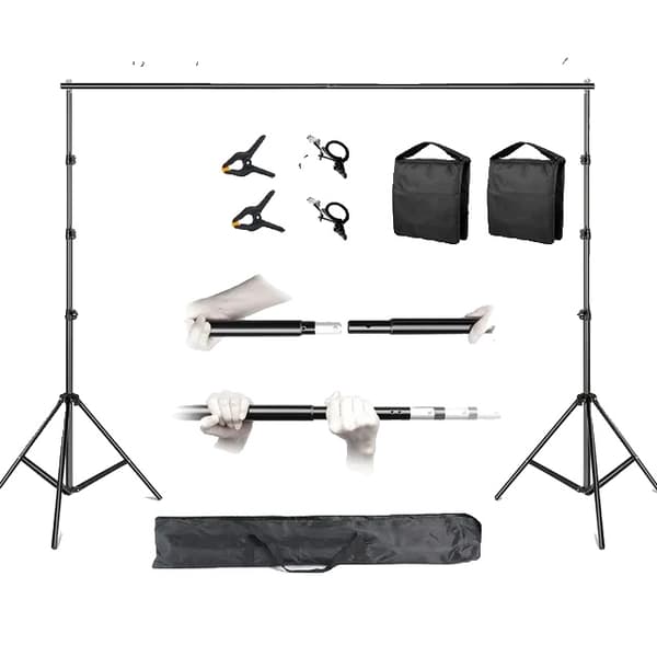 Foto- og videostudie baggrundstativ, justerbart teleskopisk, bæretaske, 26x3M, Fleksibel Uden Sandpose