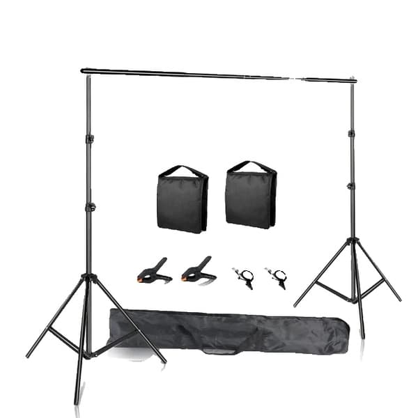 Fotostudio bakgrundsställ, justerbar höjd, bärbar bärväska, 2Mx3M, Nytt tillägg Sandbag
