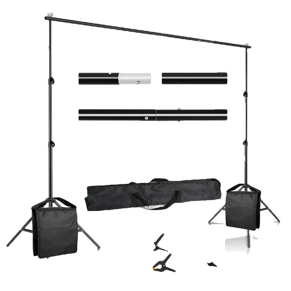 Fotostudio bakgrundsställ, justerbar höjd, bärbar bärväska, 2Mx3M, Nytt tillägg Sandbag