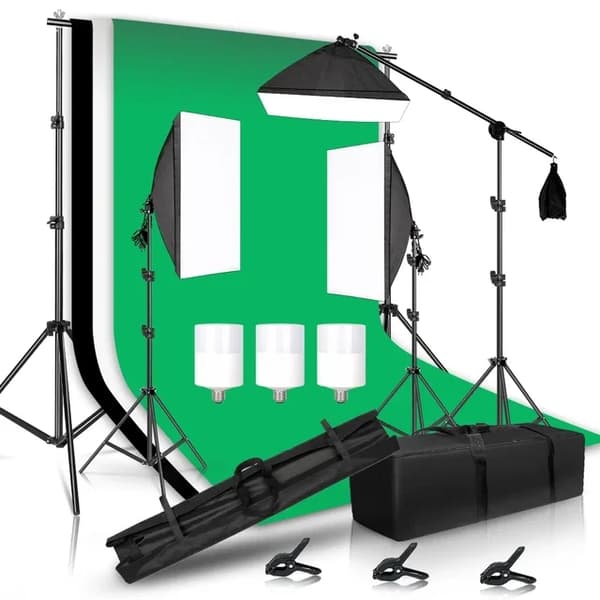 Fotograferingslys Kit, Softbox Support Frame, 3 Baggrunde Inkluderet, Photo Studio Kit 35