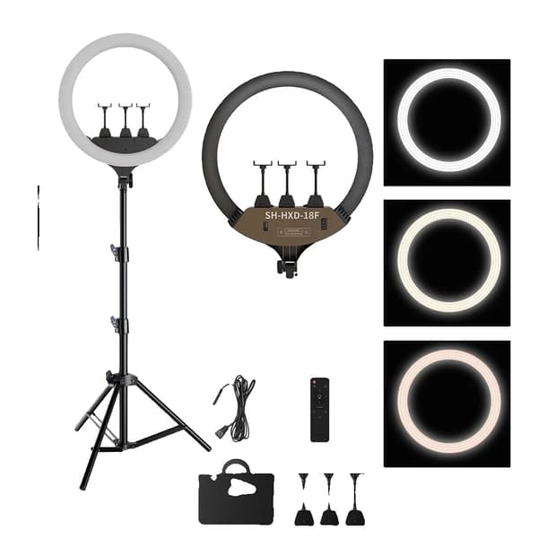 Ringlampa, Justerbar ljusstyrka, 6500K färgtemperatur,200 cm Stativkit