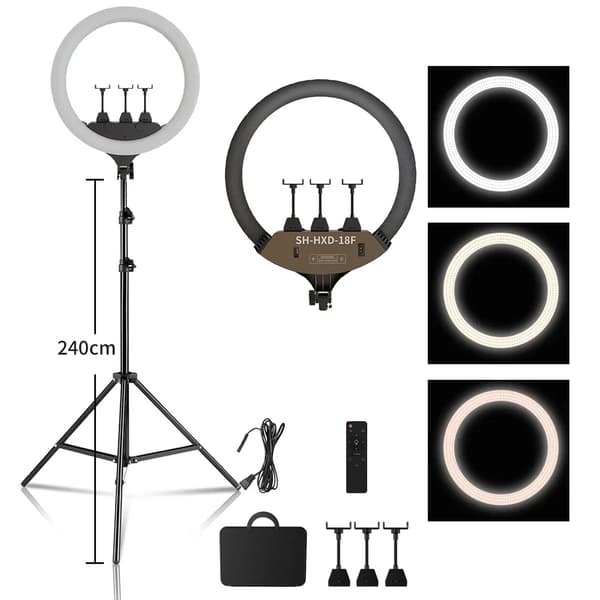 Ringlampa, Justerbar ljusstyrka, 6500K färgtemperatur,200 cm Stativkit