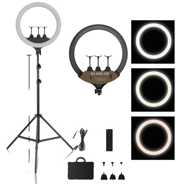 Ringlampa, Justerbar ljusstyrka, 6500K färgtemperatur,200 cm Stativkit