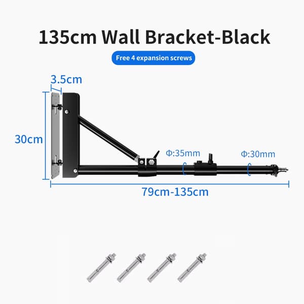 Seinälle Kiinnitettävä Boom-Varsi, Säädettävä Pituus 135 cm, 170 cm, Yhteensopiva Kameroiden ja Valojen Kanssa,135 cm