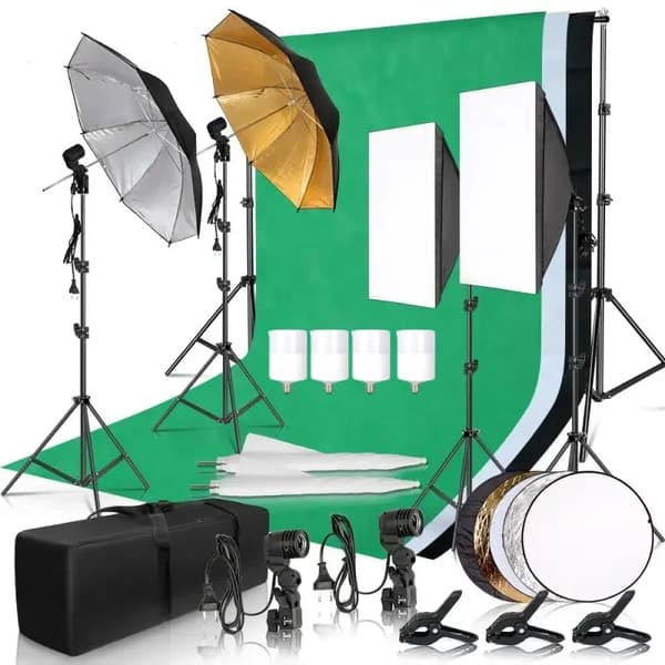 Fotostudio Kit, 2.6x3m Bakgrundsstöd, 50x70cm Softboxar,Fotostudio Kit 36