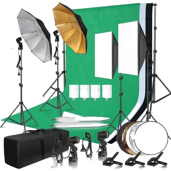 Fotostudio Kit, 2.6x3m Bakgrundsstöd, 50x70cm Softboxar,Fotostudio Kit 36