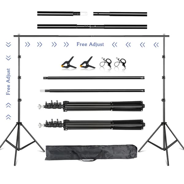Fotovideostudio Bakgrundsställning, Justerbar Höjd, Stabil Klämmor,2x3M, Ny flexibel