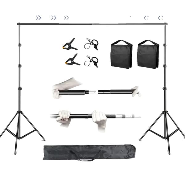 Fotografi Bakgrundsstödssystem, Justerbar Höjd 79 cm till 260 cm, Inkluderar Bärväska,Flexibel sandpåse, 2.6x3M