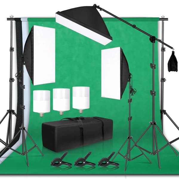 Foto Studio Belysningskit, Bakgrundsstöd för Ram, 3 st Bakgrunder,Fotostudio Kit 35