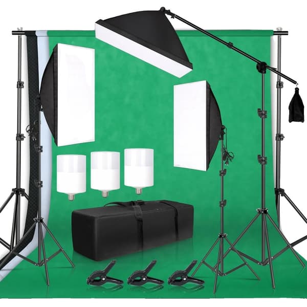 Foto Studio Belysningskit, Bakgrundsstöd för Ram, 3 st Bakgrunder,Fotostudio Kit 35