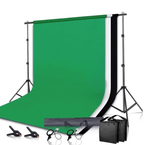 Fotografi Bakgrundsställ, Justerbar Höjd, Hållbart Vinylmaterial,med 3-färgad tyg, 2000x3000