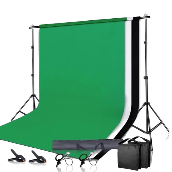 Fotografi Bakgrundsställ, Justerbar Höjd, Hållbart Vinylmaterial,med 3-färgad tyg, 2000x3000