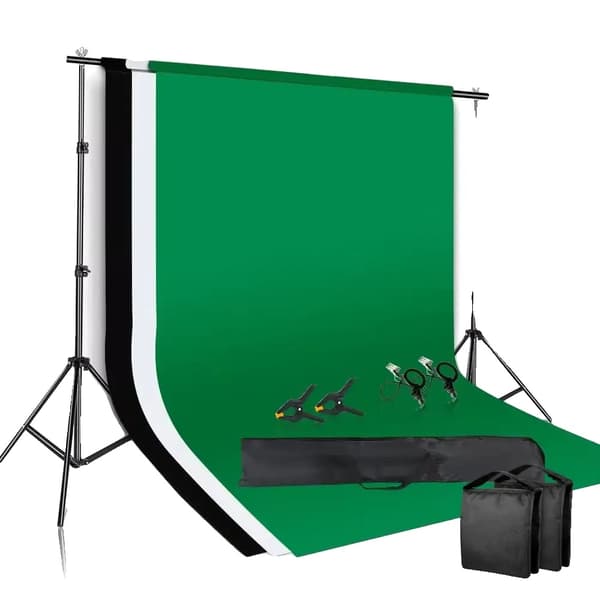 Fotografi Bakgrundsställ Kit, Justerbar Höjd, Inkluderar Bärväska,2000x2000, 3-färgs tyg